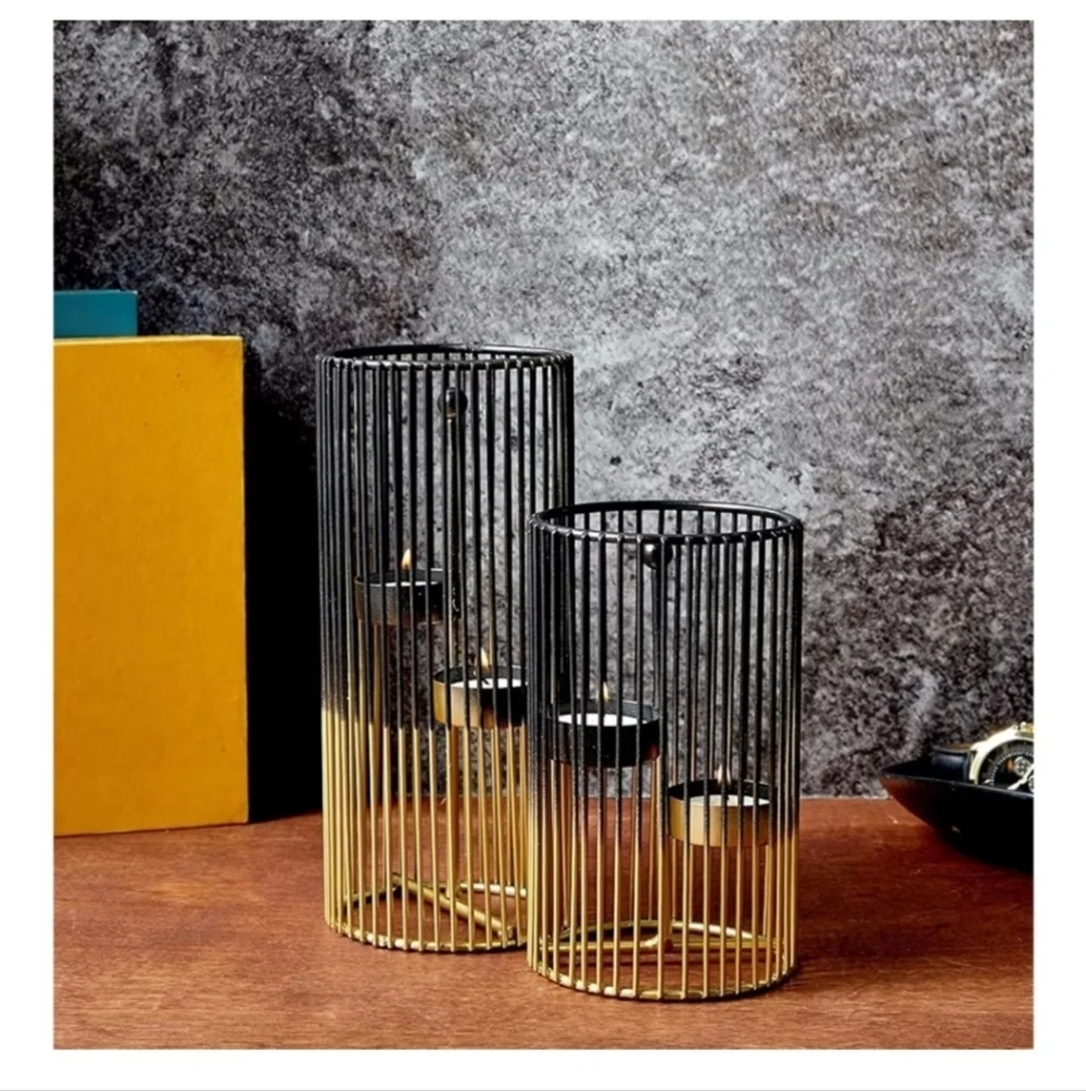 Elegant Black and Gold Candle Holders NEW